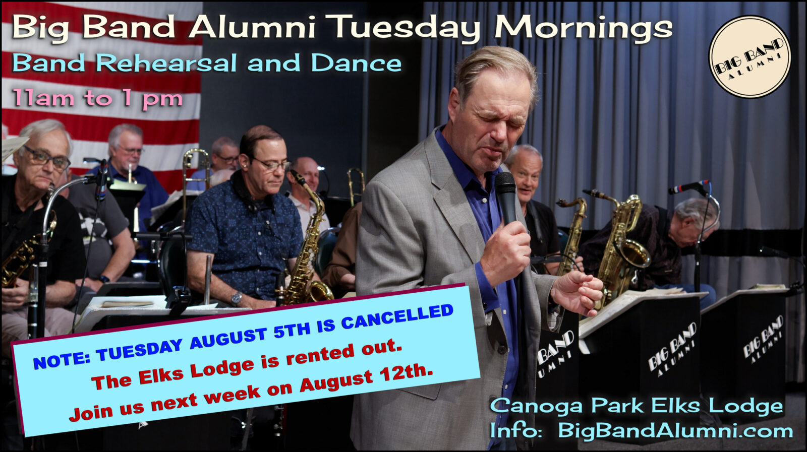 big band alumni of los angeles tuesday morning dance rehearsal update