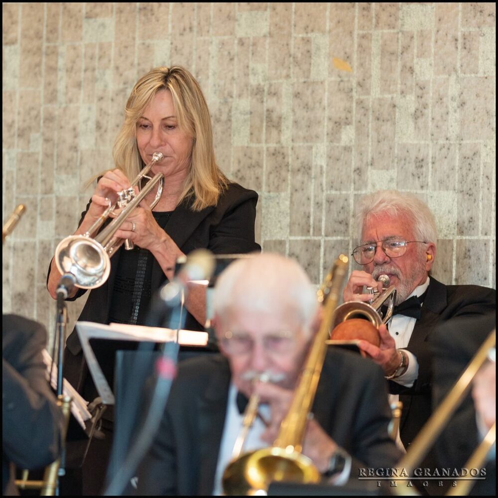 Anne King, John Thomas in the back on trumpet, Coco Palms Restaurant, Sunday, March 23, 2025