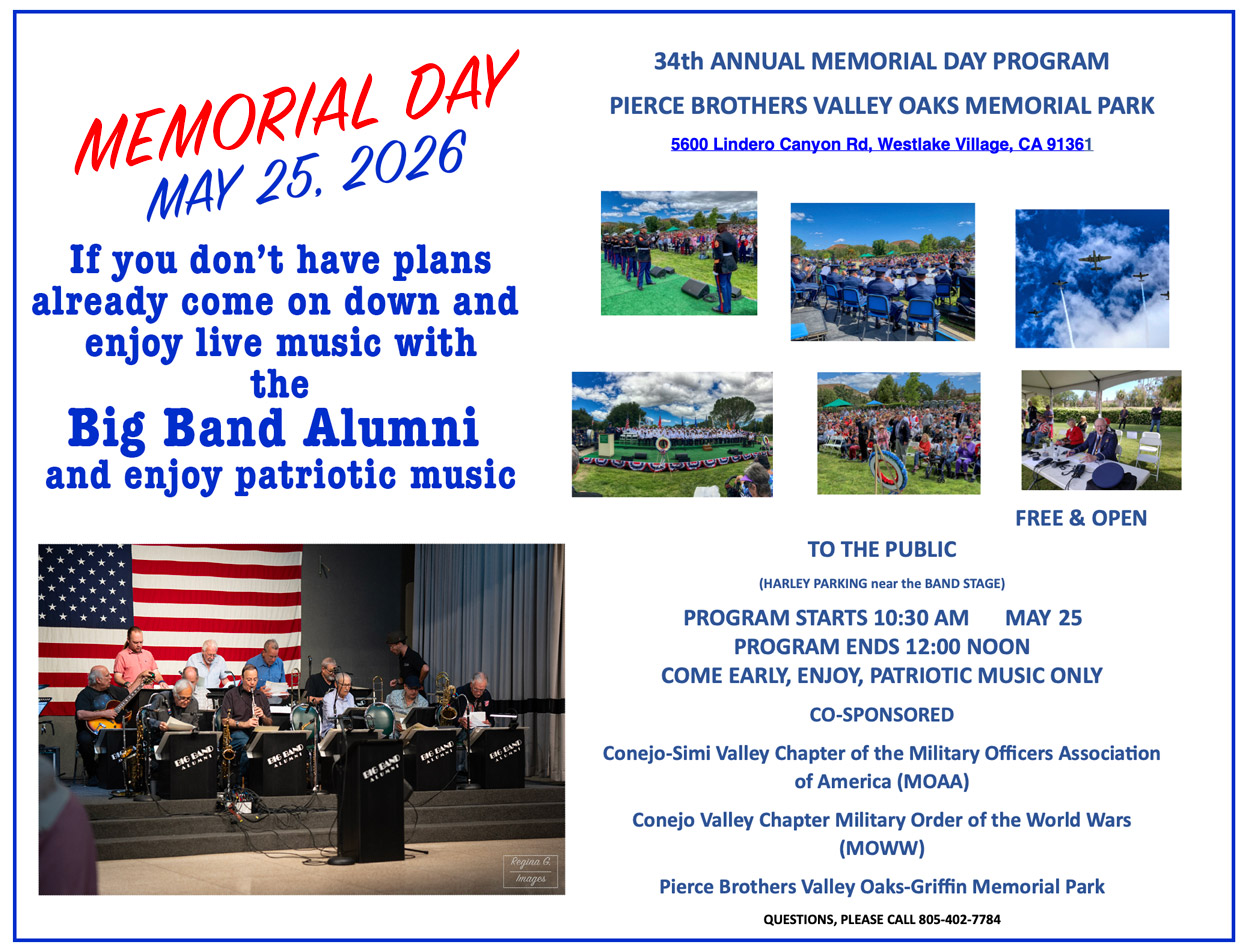 big band alumni of los angeles performs at the 34th annual pierce brothers memorial day program